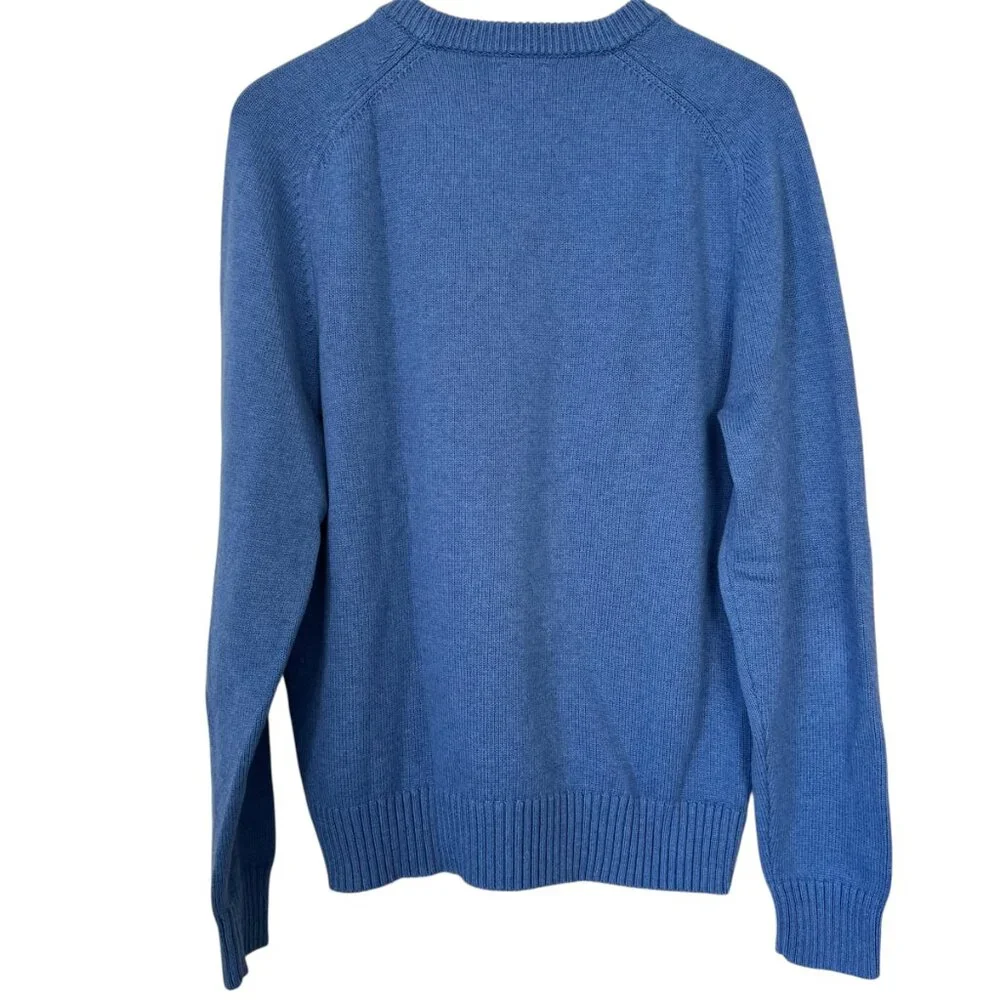 J.Crew Heritage 100% Cotton Crewneck Sweater Heavyweight Ribbed Pullover Blue M